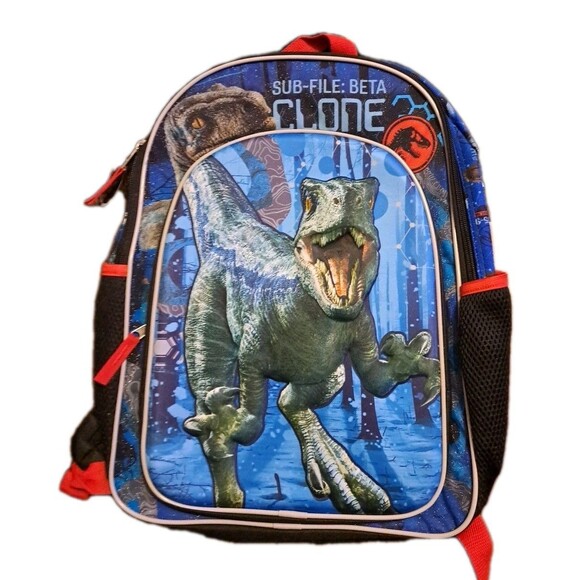 Jurassic World Backpack 16" School Book Bag Blue Sub File Beta Clone Raptor New - Picture 1 of 3